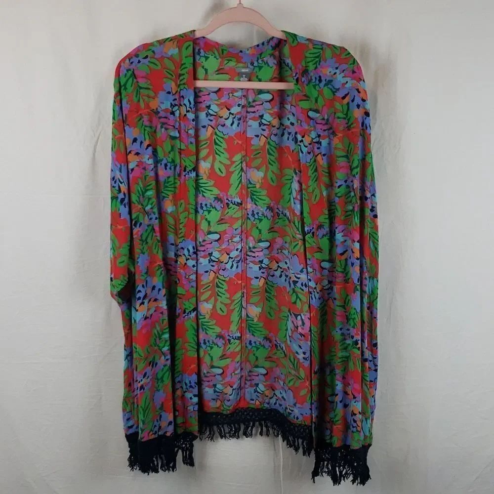Aerie Women's Small Open Front Floral Kimono Cover Up Cardigan
